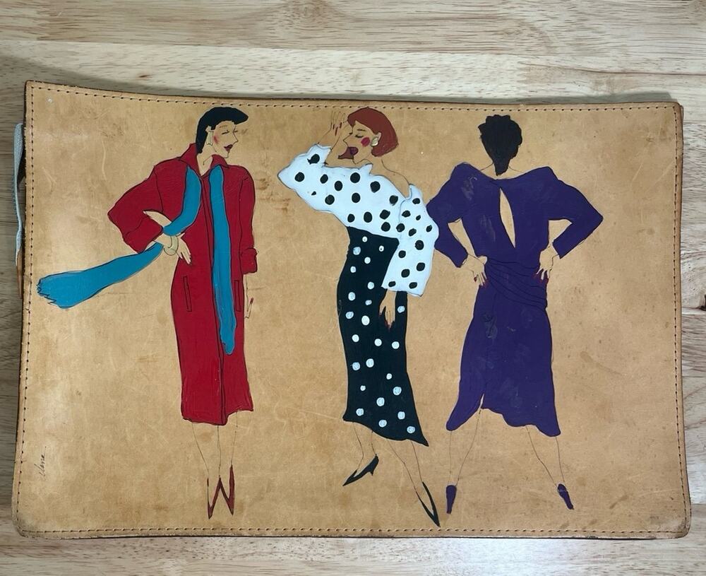 Vintage Leather Ilona Hand-Painted Laptop Sleeve Portfolio Professional Ladies